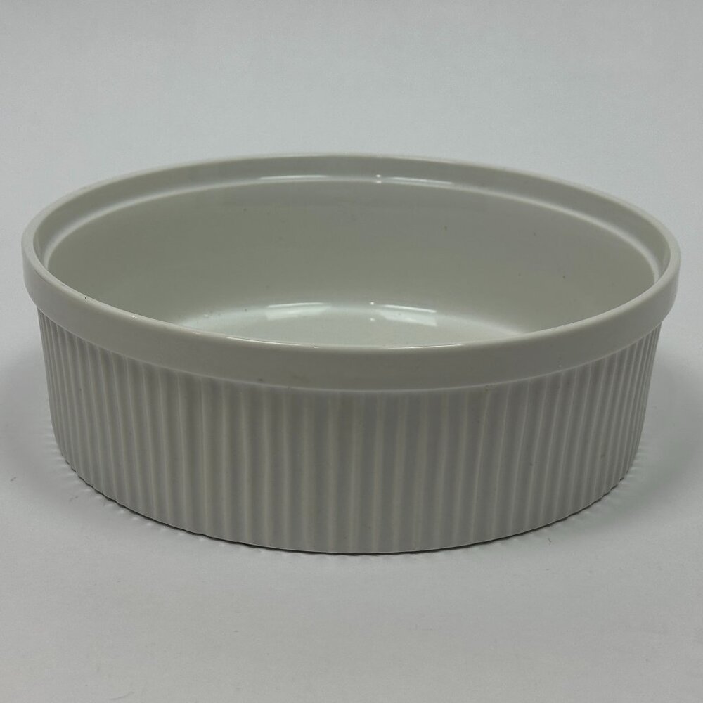 Pier 1 Souffle Casserole Dish 8.5" White Ribbed Ceramic — New w/ Tags